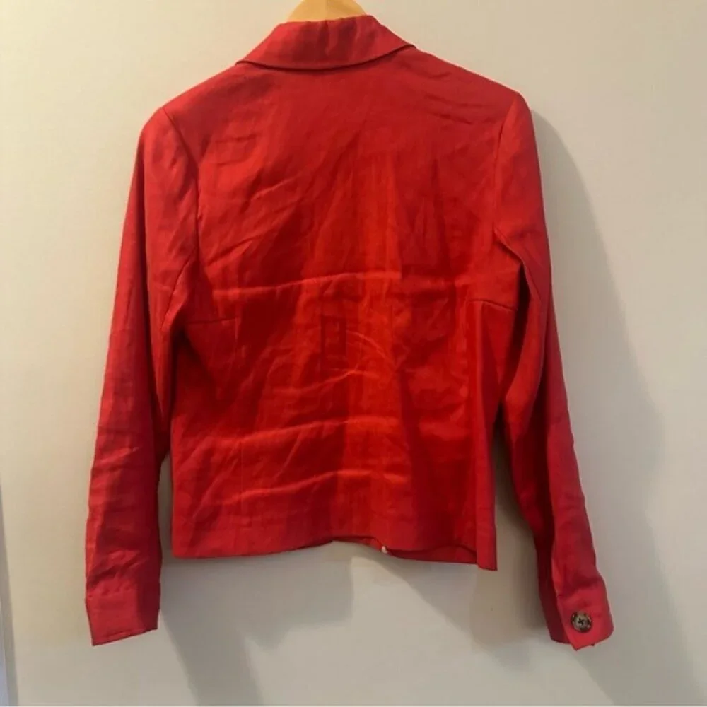 Cabi Quiet Luxury Red Button Front Jacket Minimalist Tailored Blazer Sz S #5472